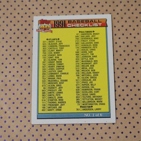 1991 Baseball Checklist #131 Baseball Card - Picture 1 of 2
